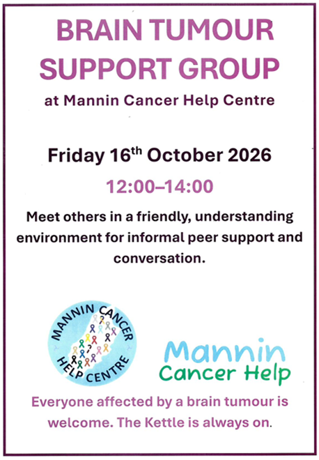 poster for Brain Tumour Support Group